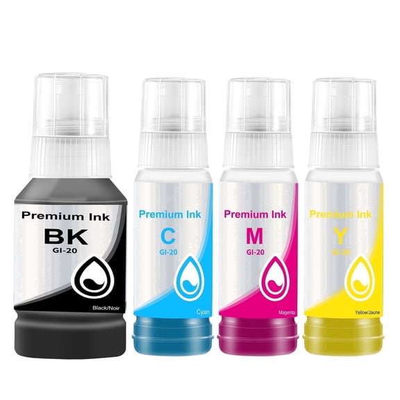 GI-20 Ink Bottles Compatible for Canon Megatank G5020 G6020 G7020 Priner (4 Pack)