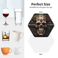 thumbnail image 6 of Yiaed Metal Style Horned Skull Print Leather Coasters for Drinks - Cup Coasters Coffee Table Kitchen Table Bar, Home & Office Gifts Handmade Drink Coasters-Hexagon, 6 of 6