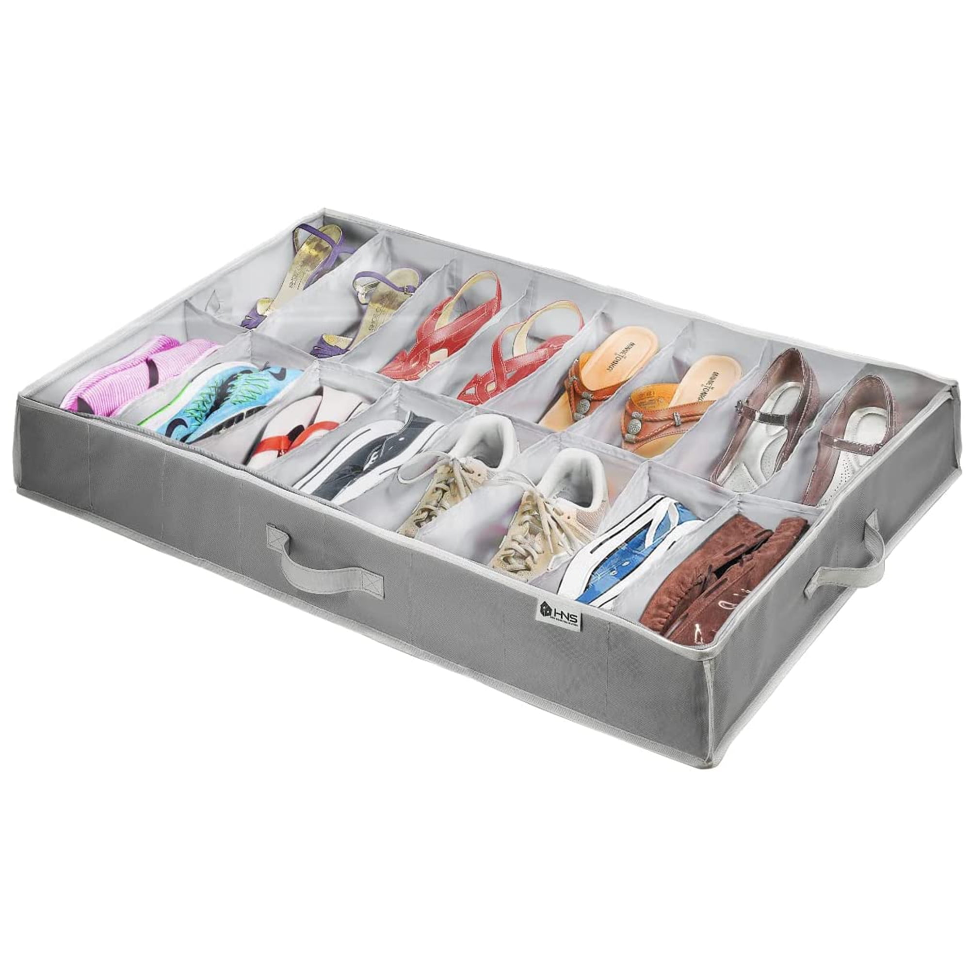 Hold N' Storage Under Bed Shoe Organizer Hidden Shoes Storage Gray