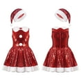 thumbnail image 2 of YONGHS Kids Girls Sequins Velvet Christmas Santa Dress with Santa Hat Set 2-16T, 2 of 7