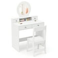 thumbnail image 1 of Patiojoy Kids Vanity Set Princess Pretend Play Vanity Table with Chair & Mirror & 4 Drawers White, 1 of 9