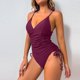 thumbnail image 1 of Trajes de baño de una pieza para mujer, traje de baño de bikini con tirantes y espalda descubierta de color liso para mujer, 1 of 5