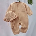thumbnail image 2 of Coerni Girls Boys Linen Cotton Romper Button-Down Baby Girl Summer Clothes with Ruffled Bonnet Hat Unisex Photoshoot Outfits, 2 of 6