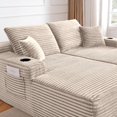 thumbnail image 4 of Leumius 69" Oversized Double Chaise Lounge Sofa Bed,L-Shape Chaise with R-Shape Chaise with Deep Seat for Living Room,No Assembly Required,Beige, 4 of 11