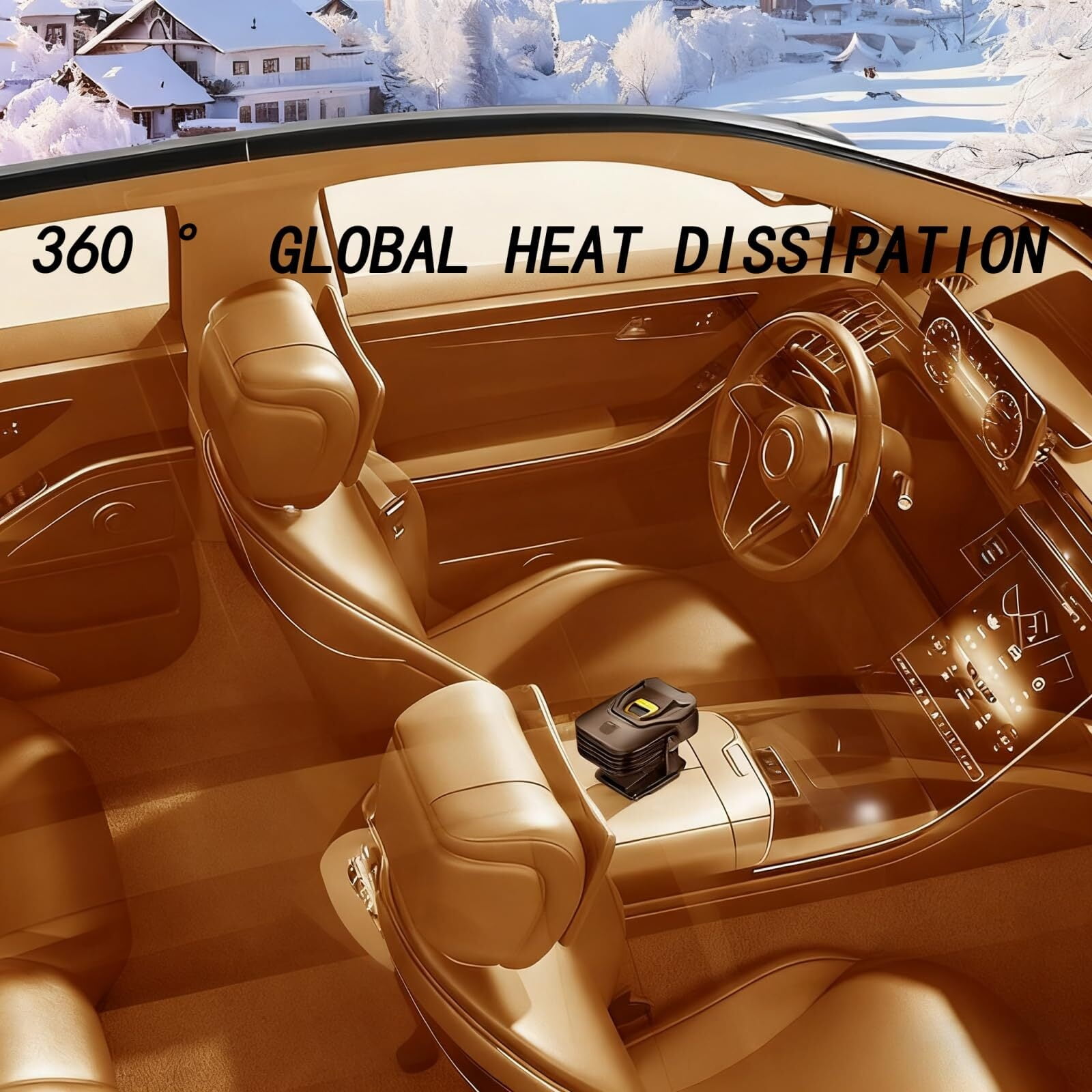 12V Heater for Campervan & Cars, 2-in-1 Portable Car Heater 150W, 360° Rotatable Demister, 1.5m Cable, USB Compatible | All-Season Vehicle