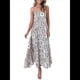 thumbnail image 2 of Vestido Maxi Estampado para Mujer, con Tirantes Finos, Floral, Estilo Bohemio, Fluido, para Playa y Vacaciones de Verano. Cuadrados de Albaricoque L, 2 of 7