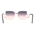 thumbnail image 4 of Luxury Beautiful Rimless Swan Down Temple Arm Butterfly Sunglasses Gold Black Pink, 4 of 4