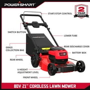 PowerSmart 80V 21 Cordless Lawn Mower, 3-in-1 Brushless Electric Lawn Mower with 6.0Ah Battery and Charger