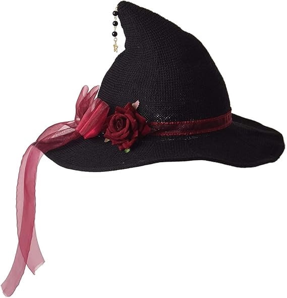 Knitted Wool Witch Hat with Wide Brim for Halloween Costume and Winter Wear