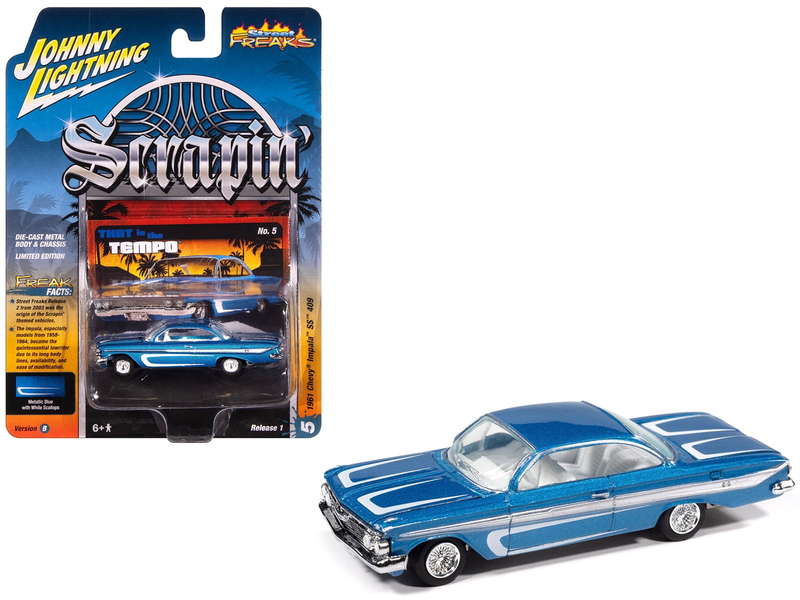 1961 Chevrolet Impala SS 409 Blue Metallic with White Stripes and