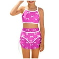 thumbnail image 4 of XZNPDUCQ Fashionable And Cute Girls Swimsuit With Bow Print Two Piece Swimsuit Set Swimming Suit For Girls 8Y Hot Pink, 4 of 6