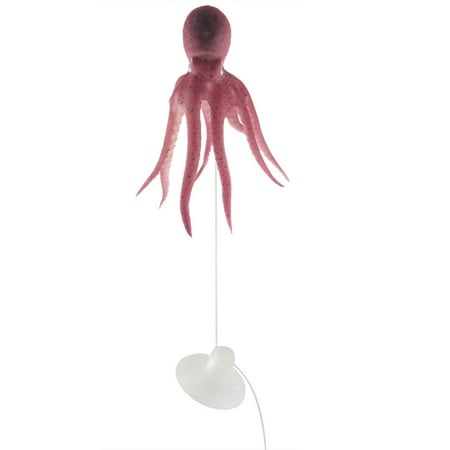 Unique Bargains Pink Silicone Emulational Aquarium Octopus Ornament w Suction Cup for Fish