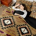 thumbnail image 4 of Feelyou Retro Hippie Aztec Bedding Comforter Set 7pcs for Men, Burly Wood Stripe Triangle King Bedding Sets, Wildlife Deer Moose Reversible Bed Sheets, Super Cozy Room Decor, 4 of 7