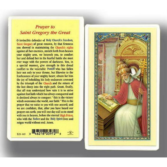 Saint Gregory the Great Laminated Catholic Prayer Holy Card with Prayer on Back, Pack of 25
