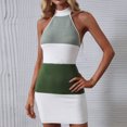 thumbnail image 4 of Birdeem Robe d'Été Serrée Aguichant pour Femmes Dos Ouvert Col Suspendu Couleur Contrastée, 4 of 12