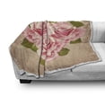 thumbnail image 3 of Rose Soft Flannel Fleece Blanket, Pink Bouquet of Roses Retro Design Nature Love Romance Theme Grunge Display, Cozy Plush for Indoor and Outdoor Use, 50" x 70", Tan Pale Pink Green, by Ambesonne, 3 of 6