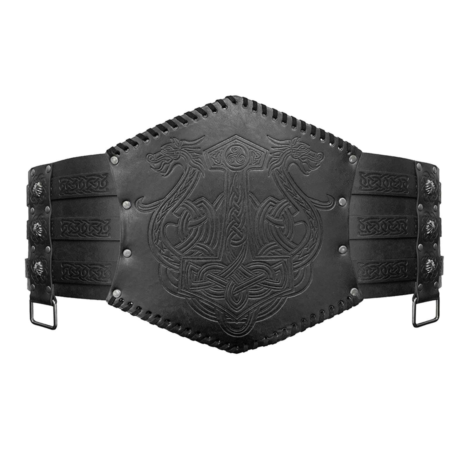 kusrkot Medieval Girdle Belt Costume Adjustable Metal Buckle Retro Girdle PU Black