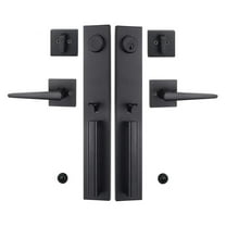Iron Black Front Double Door Handleset(Keyed&Dummy Set, Matte Black)