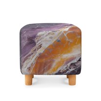 Jiueut Marble Print Ottoman Slipcover, Stretch Square Ottoman Covers Slipcover Soft Storage Footrest Stool Cover Footstool Protection for Living Room