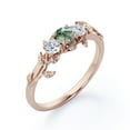 thumbnail image 4 of JeenMata Trio Stone - 1 Carat Round Shaped Transparent Scenic Moss Green Agate and Moissanite - Botanical Design Engagement Ring - 18K Rose Gold Plating over Silver, 4 of 7