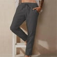 thumbnail image 2 of Ketyyh-chn99 Mens Pants 2023 Linen Pants Loose Fit Solid Pant Lightweight GY2,M, 2 of 5