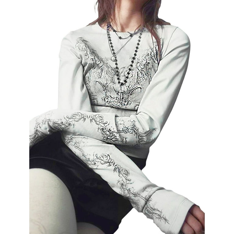 Women Vintage Gothic Y2K T Shirts Long Sleeve Aesthetic Graphic Tops E-Girl Streetwear - Walmart.com Women Vintage Gothic Y2K T Shirts Long Sleeve Aesthetic Graphic Tops E-Girl Streetwear - Walmart.com