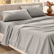 Bare Home Organic Flannel Sheet Set - 100% Organic Cotton - Deep Pocket - 4-Pieces - Full, Light Gray