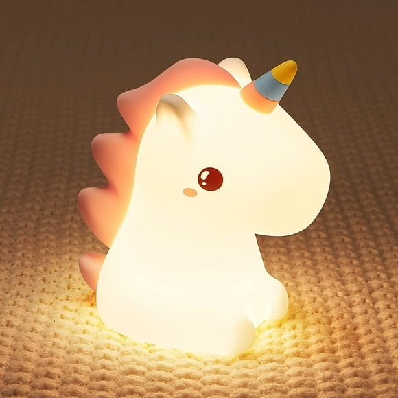 Luz de noche de unicornio, luz de noche para bebés, niñas, niños y adultos, luz de noche recargable para niños, luz de noche LED de silicona para niños, regalo de unicornio iluminado para niñas, decor