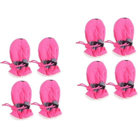 Dog Anti Skid Sole 8 Pcs Set Plush Warmer Dog Boot Rain Day Dog Shoes Boots for DogsPuppy Protector Winter Boots Sock Small Pink Puppy Boots Dog Sole Paw Protectors
