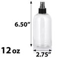 thumbnail image 1 of Clear Plastic PET Boston Round Bottle with Black Fine Mist Sprayer (12 Pack), 1 of 3