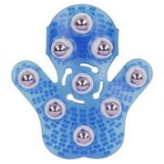 Handheld Palm Shaped 360 degree Metal Roller Massager Tool for Deep Tissue Stress Relief (Blue )