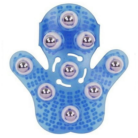 Handheld Palm Shaped 360 degree Metal Roller Massager Tool for Deep Tissue Stress Relief (Blue )