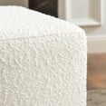 thumbnail image 6 of 18.5" Wide Modern Square Boucle Upholstered Ottoman with Solid Wood Legs, Multi-Functional Sofa Footrest, Side Table, Extra Seating for Living Room, Bedroom, Fully Assembled (White), 6 of 15
