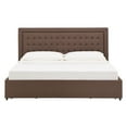 thumbnail image 2 of Weston Home Gaylen Tufted Linen Headboard Storage Platform Bed, King, Brown, 2 of 8