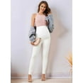 thumbnail image 2 of Women'S Maternity Jeans over Belly Skinny Stretchy Denim Pants Comfy Slim Pregnancy Pants White XL, 2 of 8