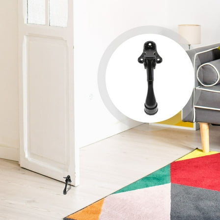 STOBOK Heavy Duty Security Door Stop in Black Metal with Convenient Foot Operated Design for Home
