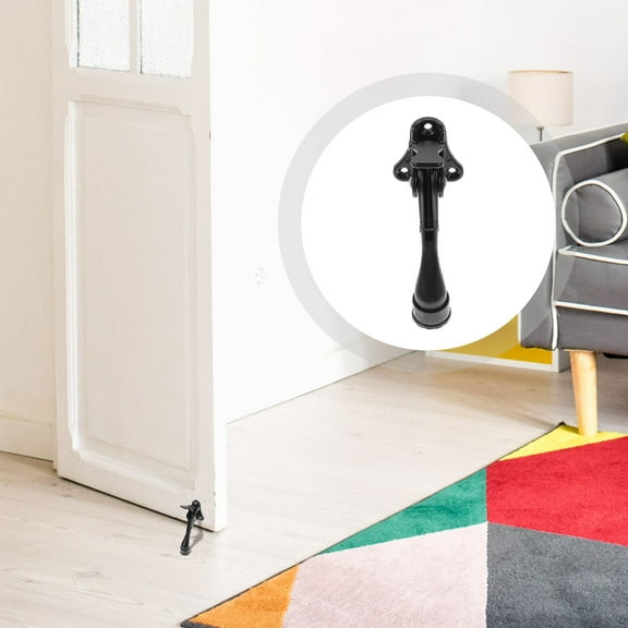 STOBOK Heavy Duty Security Door Stop in Black Metal with Convenient Foot Operated Design for Home