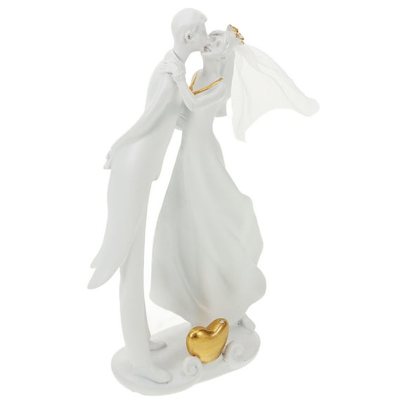 GARVALON Bride Groom Statue Figurine Resin White Couples Wedding 1Pcs 7.9x5.1x2.9In