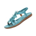 thumbnail image 2 of hoksml Women's Floral Applique Flat Sandals, Elastic Ankle Strap Open Toe Shoes for Summer and Casual Wear, 2 of 9