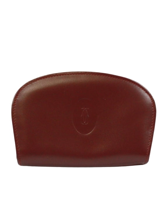 Pre-Owned CARTIER Cartier Pouch Must Line Double C Logo Wallet/Coin Case Leather Bordeaux...