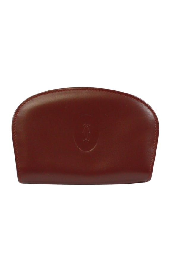 Pre-Owned CARTIER Cartier Pouch Must Line Double C Logo Wallet/Coin Case Leather Bordeaux...