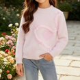 thumbnail image 3 of Afuyipoi Girls Heart Print Long Sleeve Pullover Sweater for Kids Size 3-13Y Winter Warm Casual Wear White Size 5T, 3 of 7