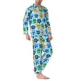 thumbnail image 2 of Honeii Cartoon Monster Pattern Mens Pajamas Set,2pcs Men's Lounge Long Sleeve Sleep Shirt and Pajama Bottoms Sleepwear Set,Mens Pjs Sets-Medium, 2 of 7
