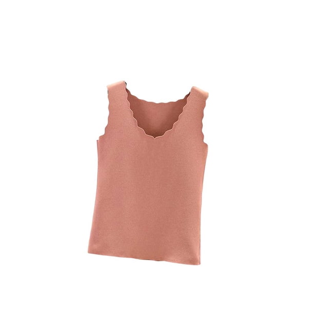 Minnieouse Ropa interior térmica para mujer, chaleco, Otoño Invierno, hogar, escuela, exterior, capa básica, cuerpo delgado, Tops cálidos, ropa interior Camisetas sin mangas Rosado Minnieouse AP013513-10