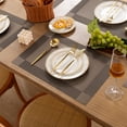 thumbnail image 2 of Vaukki PVC Placemats Set of 6 Heavy Duty Heat Resistant Washable Table Mats for Dining Table, Brown, 2 of 9