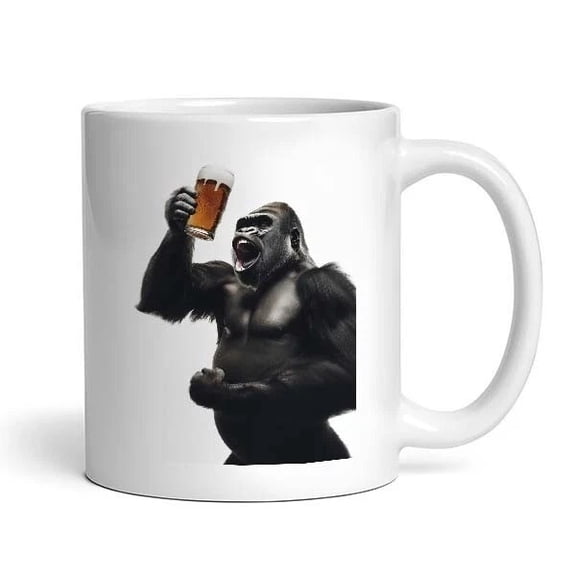 Funny Gorilla Drinking Beer Mug – Cute Kitchen Animal Gift Idea