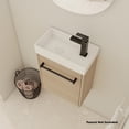 thumbnail image 3 of Gzxs 16" Small Bathroom Vanity Set with Ceramic Sink, Wall Mounted Floating Cabinet W/ Soft-Close Door and Matte Black Metal Handle, Light Oak (Faucet Not Included), 3 of 10