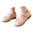 thumbnail image 3 of GobdXE Little Girls Mary Jane Dress Shoes White Floral Rhinestone Flat Princess Wedding Party School Uniform Shoes Color:Pink,Size:12, 3 of 8