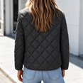 thumbnail image 5 of Short Puffer Jacket Womens Quilted Button Down Collarless Warm Fall Winter Casual Lightweight Windproof Coat with Pockets, 5 of 6