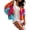 Orange & Red, variant on Women'S Contrasting Retro Cardigan Sweater, Loose V-Neck Lantern Sleeves, Thick Knit, Everyday Coat Orange & Red M
